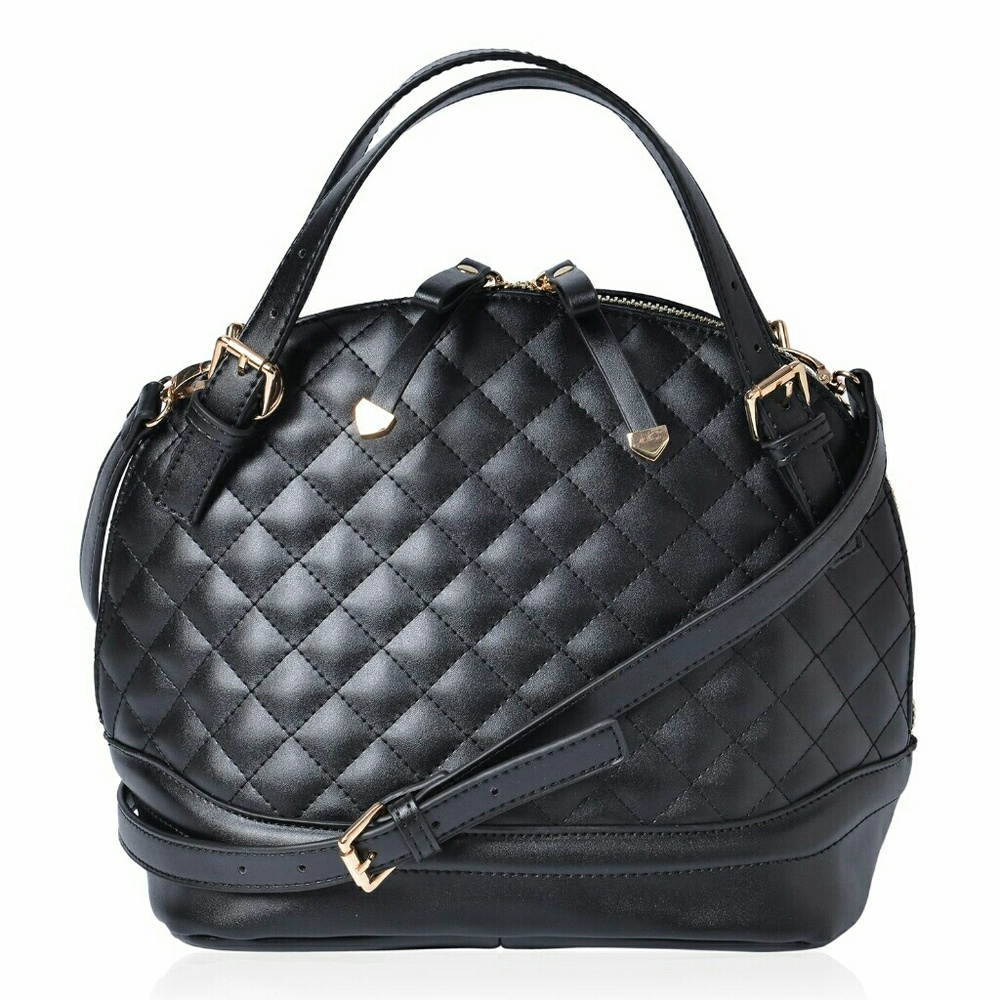 (New) Black Print Quil Handbag